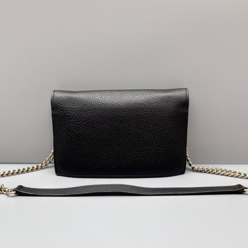 Gucci Interlocking G Wallet On Chain WOC Grained Calfskin Black Gucci Interlocking G Wallet On Chain WOC Grained Calfskin Black