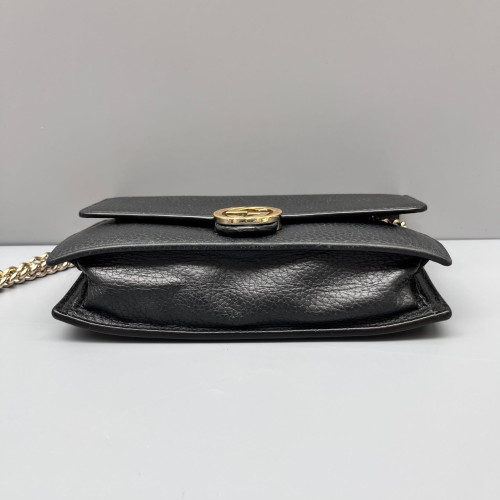 Gucci Interlocking G Wallet On Chain WOC Grained Calfskin Black Gucci Interlocking G Wallet On Chain WOC Grained Calfskin Black