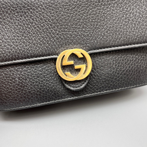 Gucci Interlocking G Wallet On Chain WOC Grained Calfskin Black Gucci Interlocking G Wallet On Chain WOC Grained Calfskin Black