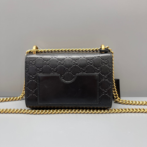 Gucci Small Padlock Shoulder Bag Guccissima Black