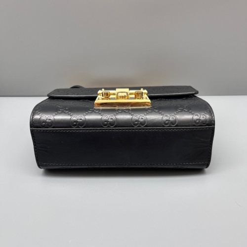 Gucci Small Padlock Shoulder Bag Guccissima Black