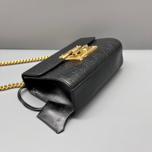 Gucci Small Padlock Shoulder Bag Guccissima Black