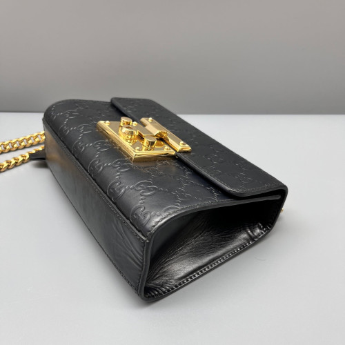 Gucci Small Padlock Shoulder Bag Guccissima Black