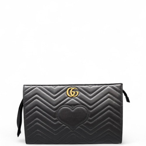 Gucci Matelasse GG Marmont Clutch Calfskin Black