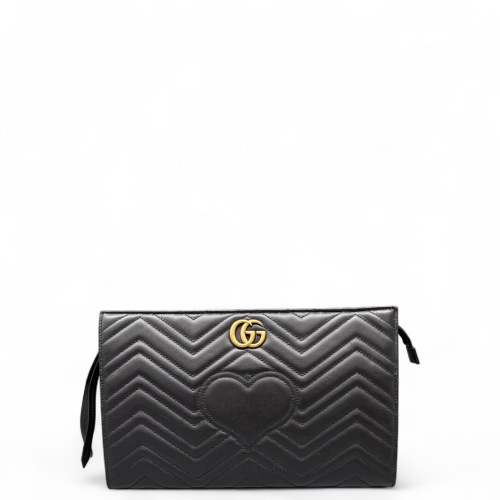 Gucci Matelasse GG Marmont Clutch Calfskin Black