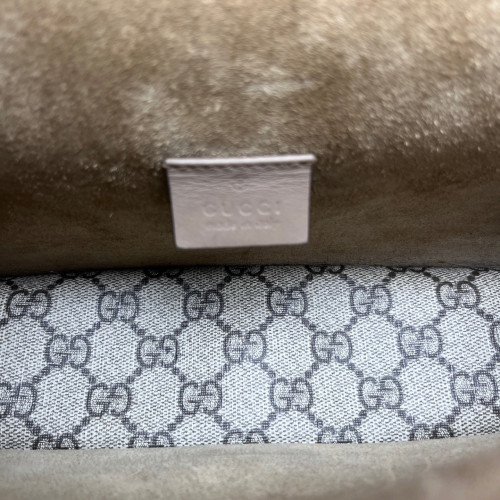 Gucci Meium Dionysus GG Supreme Monogram Suede Beige Brown