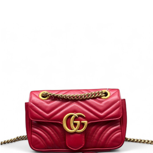 Gucci Diamante Mini GG Marmont Calfskin Red