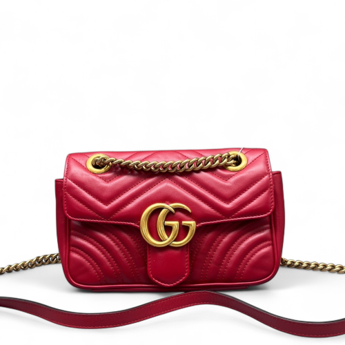 Gucci Diamante Mini GG Marmont Calfskin Red