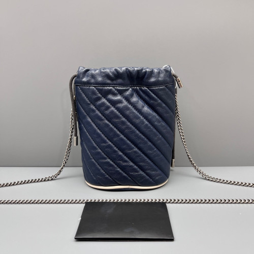 Gucci Matelasse Mini GG Marmont Bucket Bag Calfskin Blue