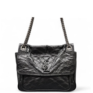 Yves Saint Laurent Medium Niki Chain Pull Up Leather Black
