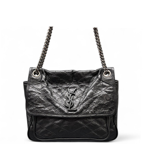 Yves Saint Laurent Medium Niki Chain Pull Up Leather Black