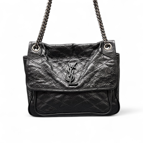 Yves Saint Laurent Medium Niki Chain Pull Up Leather Black