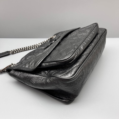 Yves Saint Laurent Medium Niki Chain Pull Up Leather Black