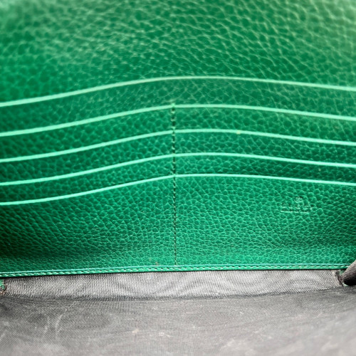 Gucci Crystal GG Marmont Chain Wallet Grained Calfskin Green