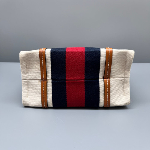 Gucci Ophidia Tote Bag Canvas Calfskin White Brown Red
