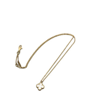 Van Cleef & Arpels Sweet Alhambra Pendant Necklace White Mother Of Pearl 18K Gold White