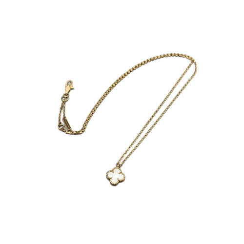 Van Cleef & Arpels Sweet Alhambra Pendant Necklace White Mother Of Pearl 18K Gold White