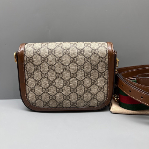 Gucci Small Horsebit 1955 GG Supreme Monogram Brown Beige