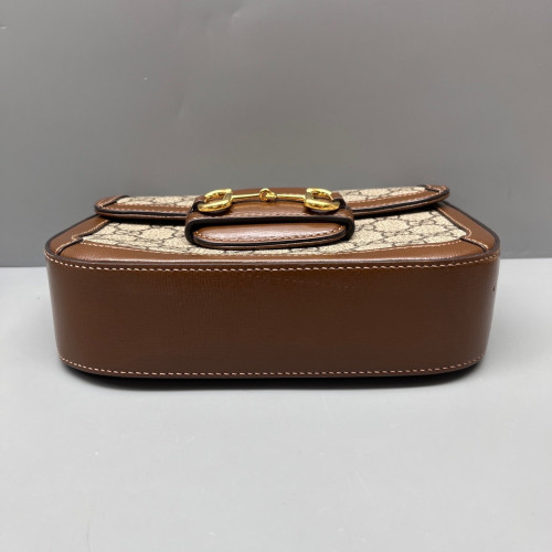 Gucci Small Horsebit 1955 GG Supreme Monogram Brown Beige