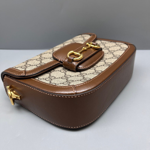 Gucci Small Horsebit 1955 GG Supreme Monogram Brown Beige