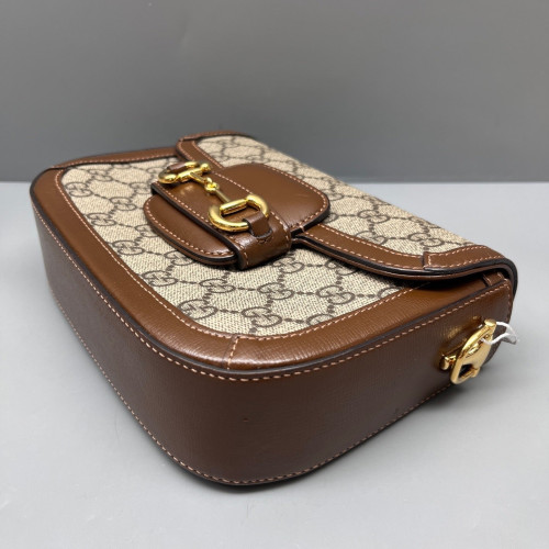Gucci Small Horsebit 1955 GG Supreme Monogram Brown Beige