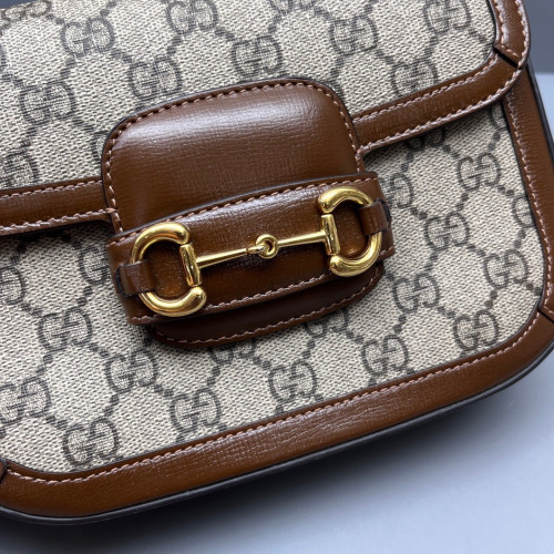 Gucci Small Horsebit 1955 GG Supreme Monogram Brown Beige