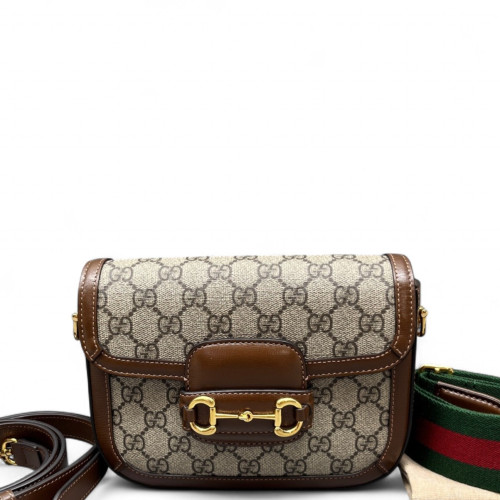 Gucci Small Horsebit 1955 GG Supreme Monogram Brown