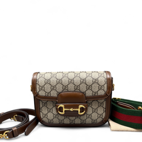 Gucci Small Horsebit 1955 GG Supreme Monogram Brown
