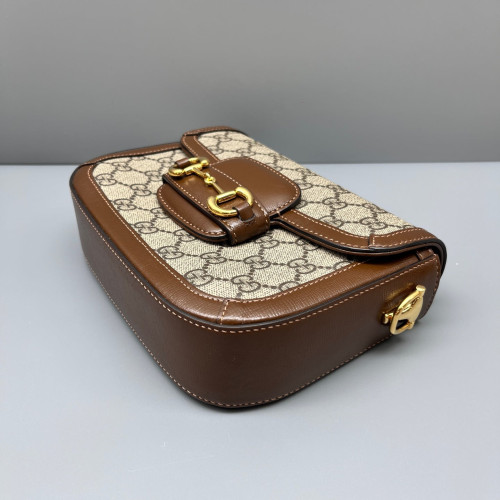 Gucci Small Horsebit 1955 GG Supreme Monogram Brown