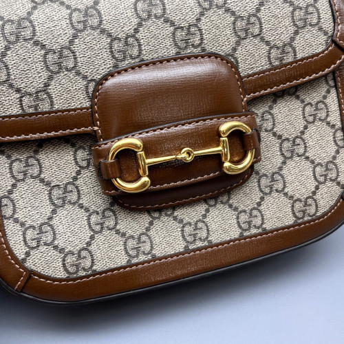 Gucci Small Horsebit 1955 GG Supreme Monogram Brown