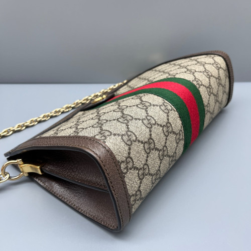 Gucci Small Ophidia Chain Shoulder Bag GG Supreme Monogram Beige Brown Green