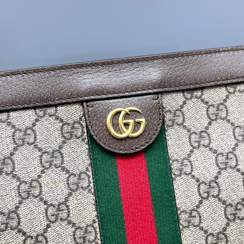 Gucci Small Ophidia Chain Shoulder Bag GG Supreme Monogram Beige Brown Green