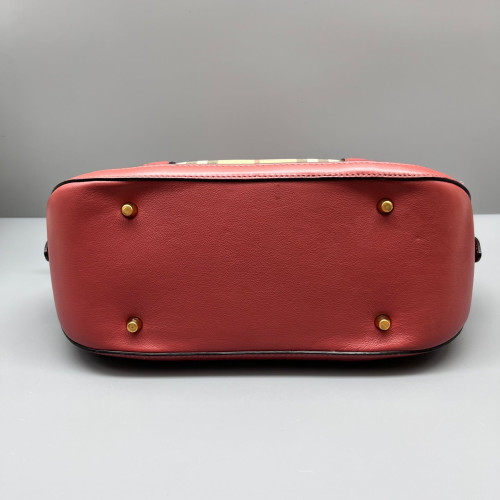 Burberry Small Orchard Bowling Bag House Check Beige Red Black
