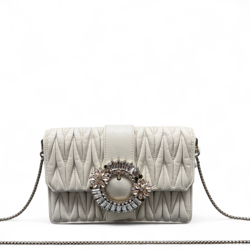 Miu Miu Crystal Shoulder Bag Calfskin White