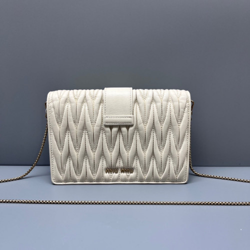 Miu Miu Crystal Shoulder Bag Calfskin White