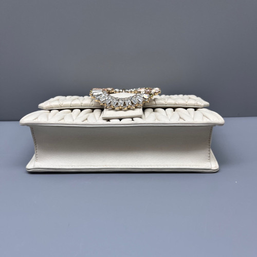 Miu Miu Crystal Shoulder Bag Calfskin White