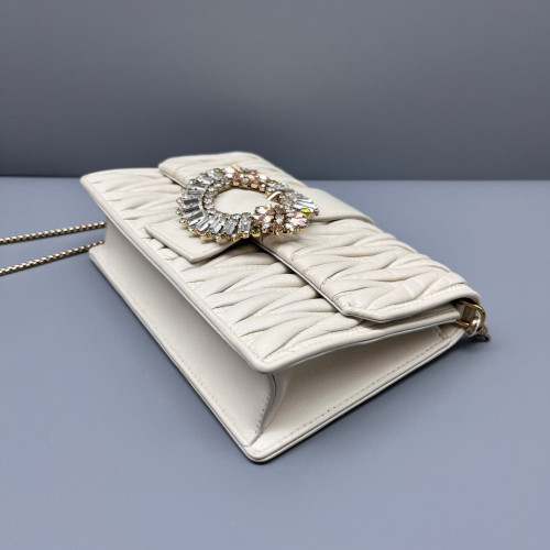 Miu Miu Crystal Shoulder Bag Calfskin White