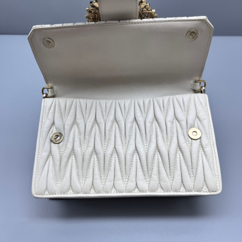 Miu Miu Crystal Shoulder Bag Calfskin White