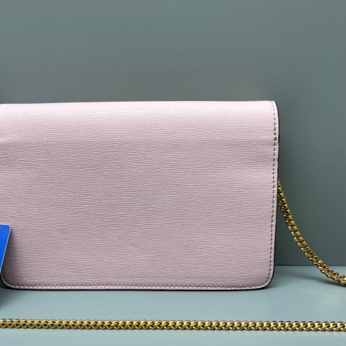 Fendi Monster Eyes Wallet On Chain Calfskin Pink Grey Beige