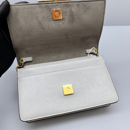 Fendi Monster Eyes Wallet On Chain Calfskin Pink Grey Beige