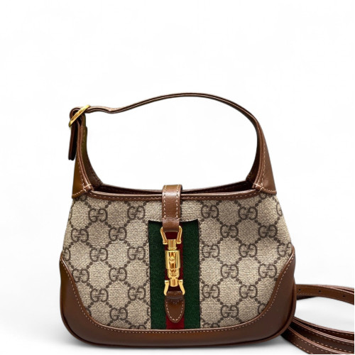 Gucci Mini Jackie 1961 Hobo GG Supreme Monogram Beige Brown Green