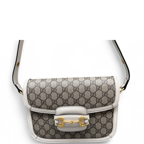 Gucci Medium Horsebit 1955 GG Supreme Monogram Brown White