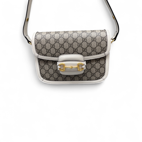 Gucci Medium Horsebit 1955 GG Supreme Monogram Brown White