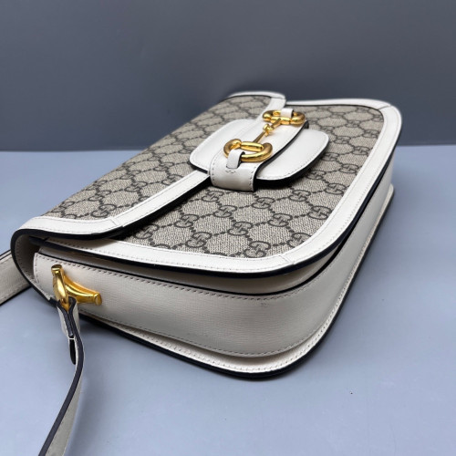 Gucci Medium Horsebit 1955 GG Supreme Monogram Brown White