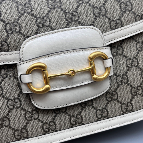 Gucci Medium Horsebit 1955 GG Supreme Monogram Brown White