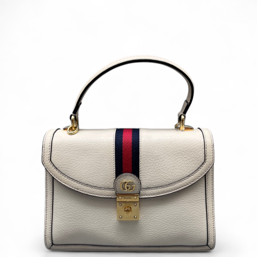 Gucci Web Medium Ophidia Padlock Top Handle Calfskin Beige