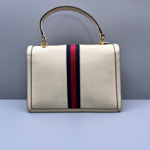 Gucci Web Medium Ophidia Padlock Top Handle Calfskin Beige