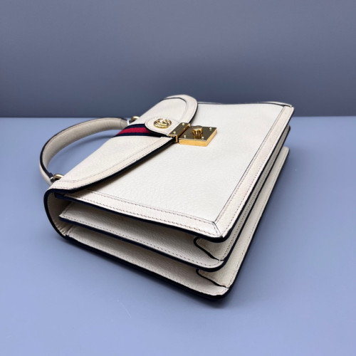 Gucci Web Medium Ophidia Padlock Top Handle Calfskin Beige