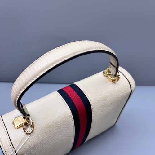 Gucci Web Medium Ophidia Padlock Top Handle Calfskin Beige