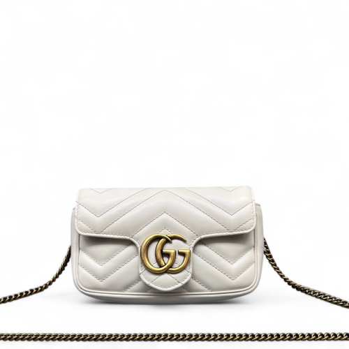 Gucci Matelasse Super Mini GG Marmont Calfskin White